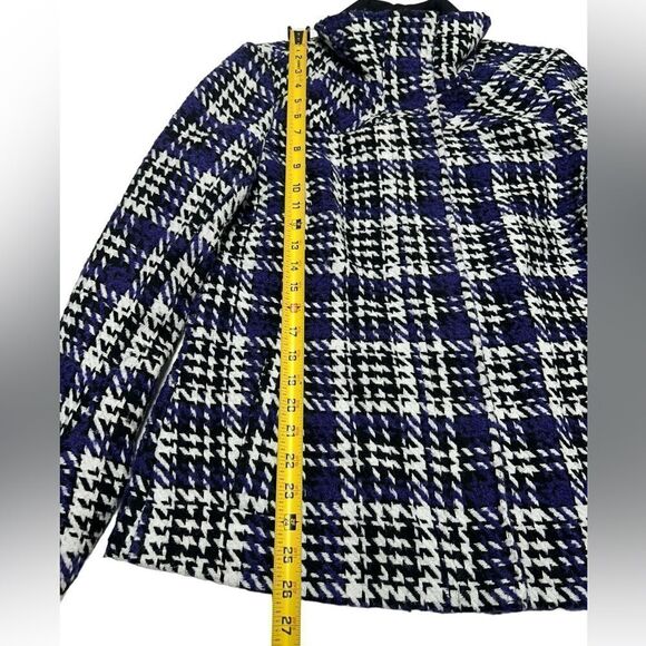Tribal Wool Blend Coat Purple White Plaid Houndstooth Patterned Winter Jacket - Picture 10 of 10